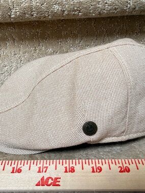 Men's Beige Linen Newsboy Cap - Classic Ivy Flat Hat